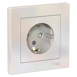 Systeme Electric AtlasDesign жемчуг розетка с заземлением, со шторками, 16А, в сборе ATN000444 - фото 70766
