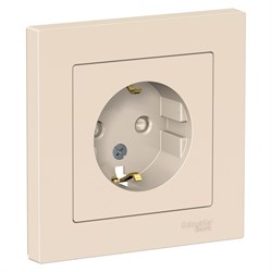 Systeme Electric AtlasDesign бежевый розетка с заземлением, со шторками, 16А, в сборе ATN000244 - фото 70811