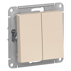 Systeme Electric AtlasDesign бежевый выключатель 2-клавишный с самовозвратом, сх.5, 10АХ, механизм ATN000217 - фото 70820
