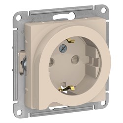 Systeme Electric AtlasDesign бежевый розетка с заземлением, со шторками с выталк., 16А, механизм ATN000247 - фото 70839