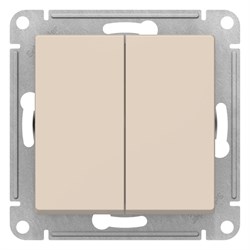 Systeme Electric AtlasDesign бежевый переключатель 2-клавишный перекрестный, 2 x сх. 7, 10АХ, механизм ATN000273 - фото 70841