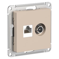 Systeme Electric AtlasDesign песочный розетка двойная ТВ + компьютерная RJ45, кат. 5Е ATN001289 - фото 70890