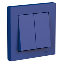 Systeme Electric AtlasDesign аквамарин выключатель 2-клавишный, сх.5, 10АХ, в сборе ATN001152 - фото 70975