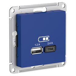 Systeme Electric AtlasDesign аквамарин розетка USB A+С, 5В/2,4А, 2х5В/1,2А, механизм ATN001139 - фото 71012