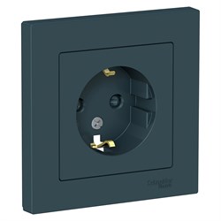 Systeme Electric AtlasDesign изумруд розетка с заземлением, со шторками, 16А, в сборе ATN000844 - фото 71065