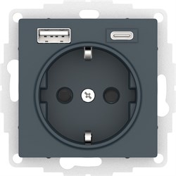 Systeme Electric AtlasDesign изумруд розетка 16А с USB A+С (5В/2,4А/3 А, 2х5В/1,5А), мех ATN000832 - фото 71080