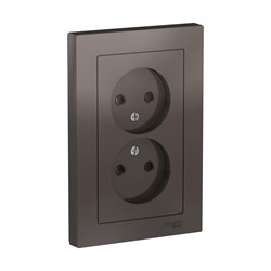 Systeme Electric AtlasDesign мокко розетка без заземления, двойная, со шторками,16А, в сборе ATN000622 - фото 71150