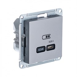 Systeme Electric AtlasDesign сталь USB розетка тип-C 65W высокоскор.заряд. QC, PD, механизм ATN000927 - фото 71199