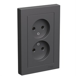 Systeme Electric AtlasDesign базальт розетка двойная б/з,16А, в сборе ATN001420 - фото 71217