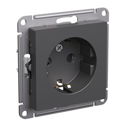 Systeme Electric AtlasDesign базальт розетка с заземлением, со шторками, 16А, механизм ATN001445 - фото 71225