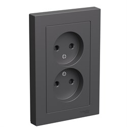 Systeme Electric AtlasDesign базальт розетка двойная без заземления, со шторками,16А, в сборе ATN001422 - фото 71240