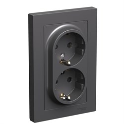 Systeme Electric AtlasDesign базальт розетка двойная с заземлением, со шторками, 16А, в сборе ATN001426 - фото 71241