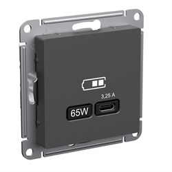 Systeme Electric AtlasDesign базальт розетка USB тип-С 65Вт высокоскор.заряд. QC, PD, механизм ATN001427 - фото 71265