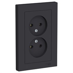 Systeme Electric AtlasDesign карбон розетка без заземления, двойная, 16А, в сборе ATN001020 - фото 71292