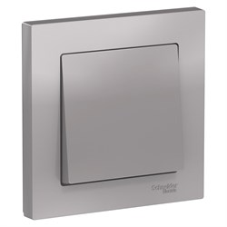 Systeme Electric AtlasDesign алюминий выключатель 1-клавишный сх.1, 10АХ, в сборе ATN000312 - фото 71339