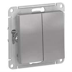 Systeme Electric AtlasDesign алюминий выключатель 2-клавишный с самовозвратом, сх.2, 10А, механизм ATN000317 - фото 71360