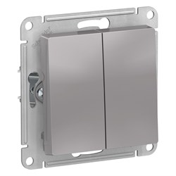 Systeme Electric AtlasDesign Aqua алюминий выключатель 2-клавишный, IP44, сх.5, 10АХ, механизм ATN440351 - фото 71365