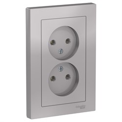 Systeme Electric AtlasDesign алюминий розетка без заземления, двойная, 16А, в сборе ATN000320 - фото 71389