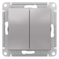 Systeme Electric AtlasDesign алюминий переключатель 2-клавишный перекрестный, 2 x сх. 7, 10АХ, механизм ATN000373 - фото 71392