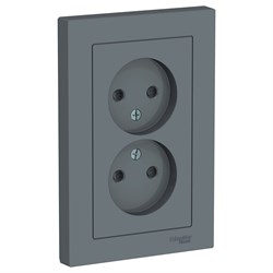 Systeme Electric AtlasDesign грифель розетка без заземления, двойная, со шторками,16А, в сборе ATN000722 - фото 71434