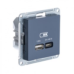 Systeme Electric AtlasDesign грифель USB розетка A + тип-C 45W высокоскор.заряд. QC,PD, механизм ATN000729 - фото 71464