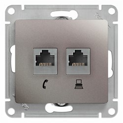 Glossa платина розетка 2-ая RJ11+RJ45, кат.5E GSL001285 - фото 71684