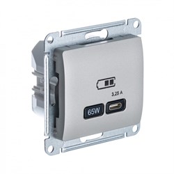 Glossa платина USB розетка тип-C 65W высокоскоростная зарядка QC, PD, механизм GSL001227 - фото 71718