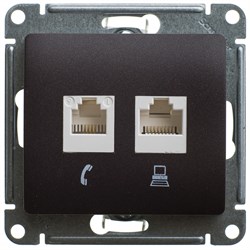 Glossa шоколад розетка 2-ая компьютерная RJ45+RJ45, кат.5E GSL000885KK - фото 71746