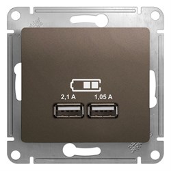 Glossa шоколад розетка USB 5В/2,1А, 2х5В/1,05А GSL000833 - фото 71748