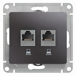 Glossa графит розетка 2-ая компьютерная RJ45+RJ45, кат.5E GSL001385KK - фото 71793