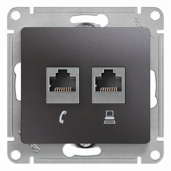 Glossa графит розетка 2-ая RJ11+RJ45, кат.5E GSL001385 - фото 71799