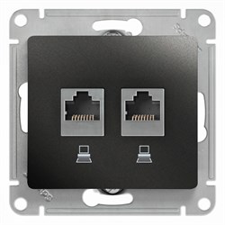 Glossa антрацит розетка 2-ая компьютерная RJ45+RJ45, кат.5E GSL000785KK - фото 71841
