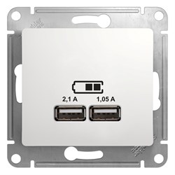 Glossa белый розетка USB 5В/2,1А, 2х5В/1,05А GSL000133 - фото 71902