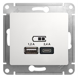 Glossa белый розетка USB A+С, 5В/2,4А, 2х5В/1,2А GSL000139 - фото 71915
