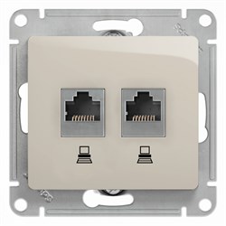 Glossa молочный розетка 2-ая компьютерная RJ45+RJ45, кат.5E GSL000985KK - фото 71981