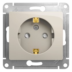 Glossa молочный розетка с заземлением, со шторками GSL000945 - фото 71982