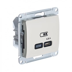 Glossa молочный USB розетка тип-C 65W высокоскоростная зарядка QC, PD, механизм GSL000927 - фото 72006