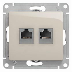 Glossa молочный розетка 2-ая RJ11+RJ45, кат.5E GSL000985 - фото 72007