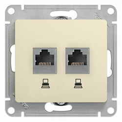 Glossa бежевый розетка 2-ая компьютерная RJ45+RJ45, кат.5E GSL000285KK - фото 72060