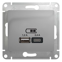 Glossa алюминий розетка USB A+С, 5В/2,4А, 2х5В/1,2А GSL000339 - фото 72103