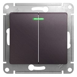 Glossa сиреневый туман выключатель 2-клавишный с подсветкой, сх.5а, 10AX GSL001453 - фото 72133