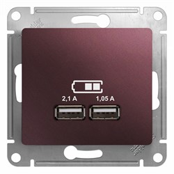Glossa баклажановый розетка USB 5В/2,1А, 2х5В/1,05А GSL001133 - фото 72144