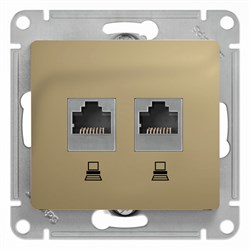 Glossa титан розетка 2-ая компьютерная RJ45+RJ45, кат.5E GSL000485KK - фото 72168