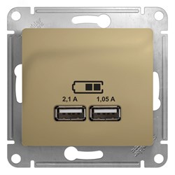 GLOSSA Механизм розетки USB в рамку, 5В/2100мА    титан GSL000433 pe825482 - фото 72218
