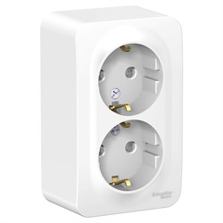 Blanca наружняя белый розетка 2-ая с заземлением, со шторками, 16А, 250В BLNRA011201 - фото 72549