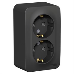 Blanca наружняя антрацит розетка 2-ая с заземлением, со шторками., 16А, 250В BLNRA011206 - фото 72779