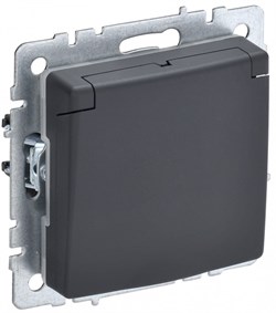 IEK Brite Base графит розетка 1-м с заземлением, с защитными шторками и крышкой 16А IP20 BR-R16-16-K53 - фото 73181