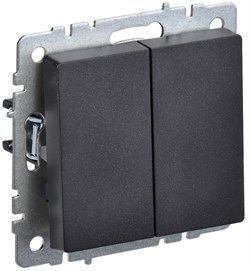 IEK Brite Base чёрный выключатель 2- клавишный проходной 10А BR-V22-0-10-K02 - фото 73262