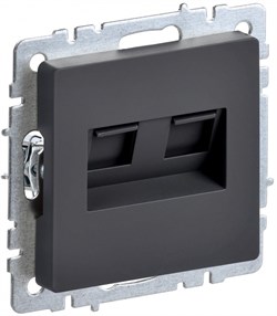 IEK Brite Base Графитрозетка компьютерная двойная RJ45 кат.5E BR-K20-1-K53 - фото 73438