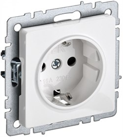 IEK Brite Base белый розетка 1-м с заземлением, без защитных шторок BR-R11-16-K01 - фото 73477